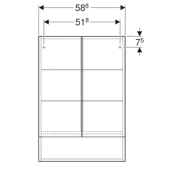 DULAP CU OGLINDA 60 CM SELNOVA SQUARE CU DOUA USI, NUC AMERICAN HICKORY
